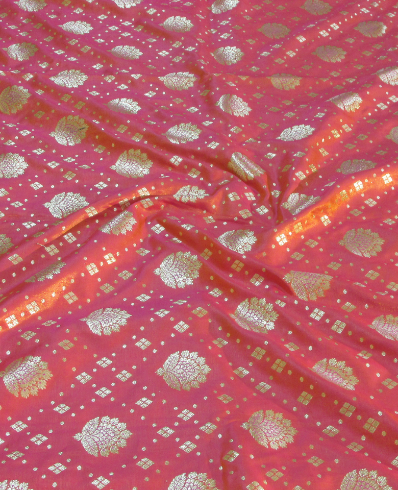 banarasi silk zari saree Orange Dual Tone