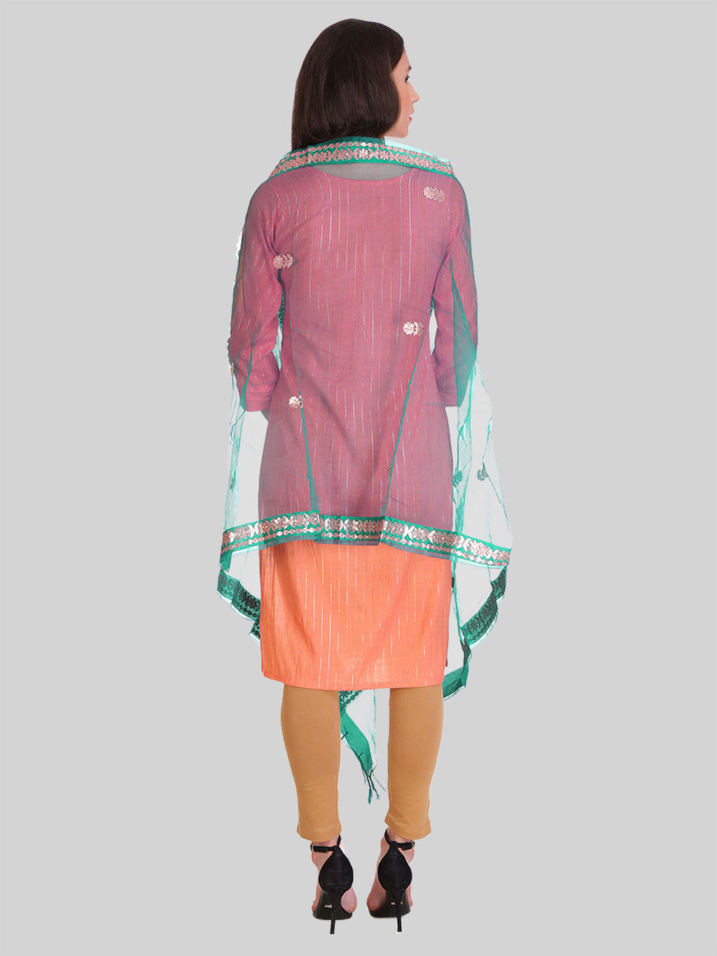 Women dupatta teal green